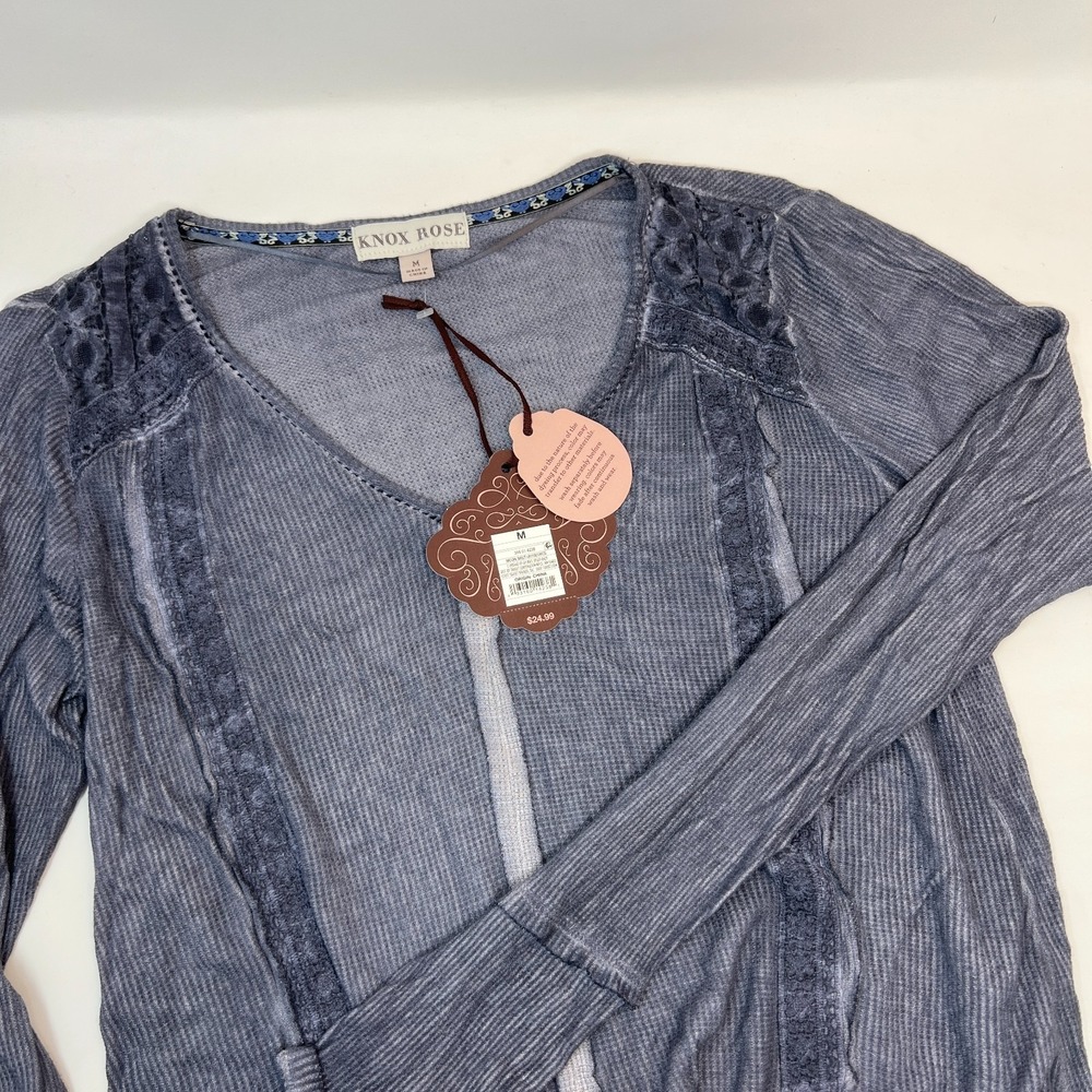Knox‎ Rose Women's Moon Mist Blue Long Sleeve Shirt Size Medium New